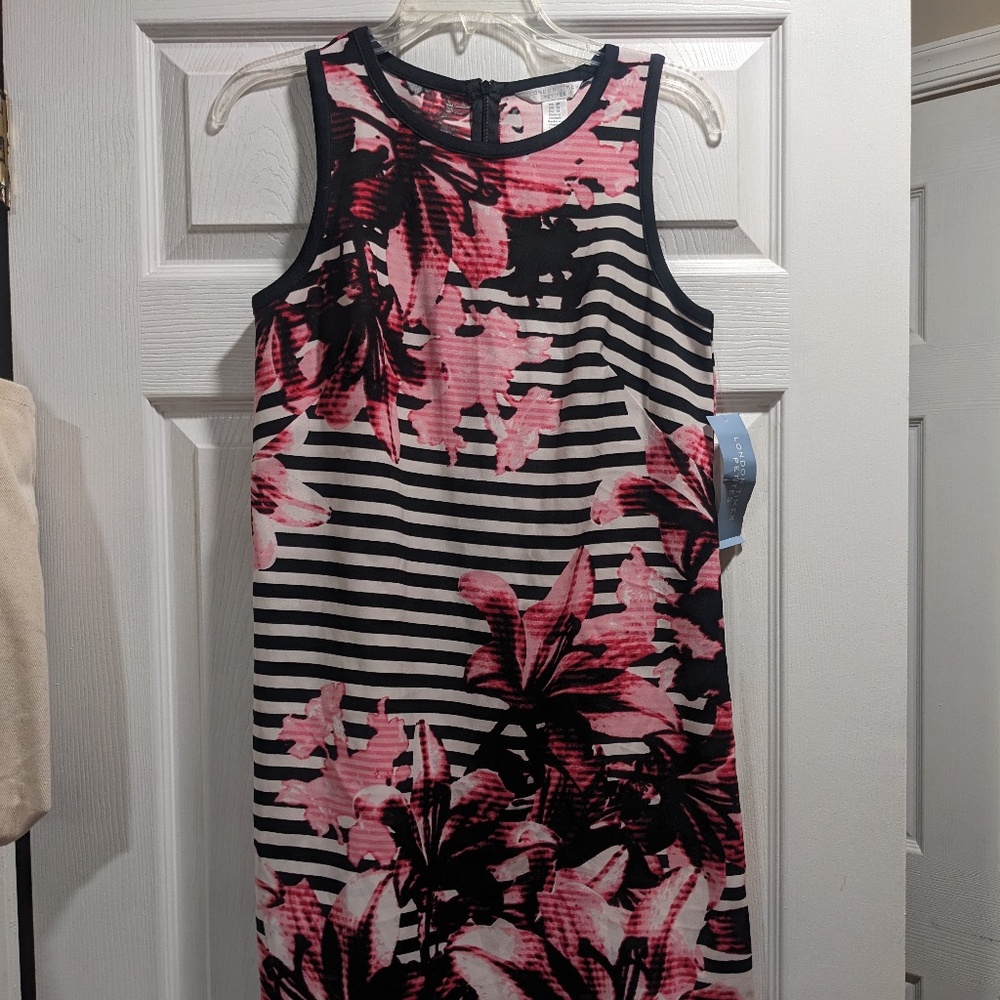 London Times Striped Floral Dress women's size 8P